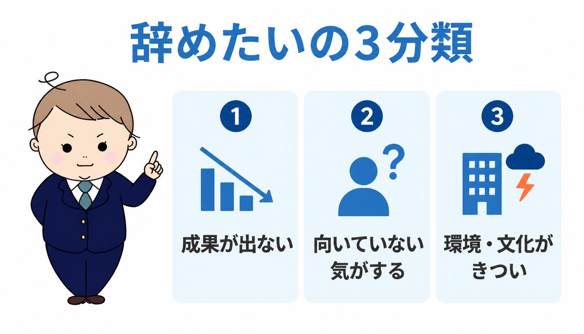 営業辞めたいの3分類｜成果が出ない・向いていない気がする・環境や文化がきつい