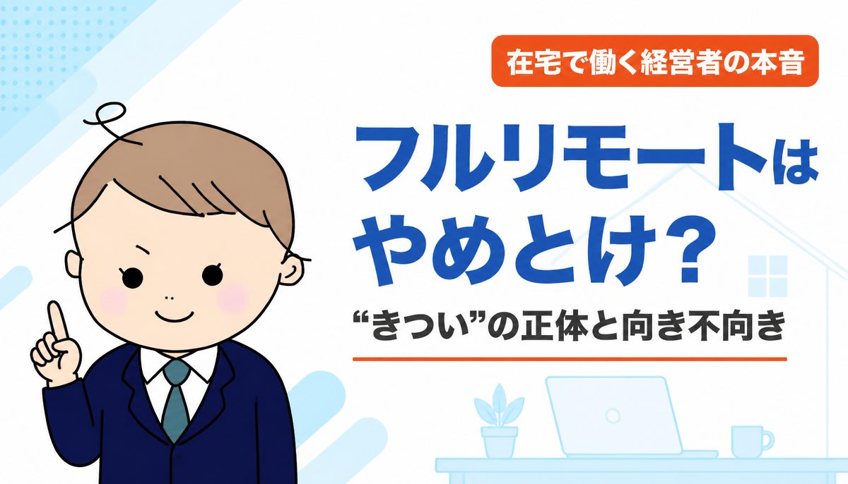 フルリモートはやめとけ？きつい？在宅で働く経営者がやめとけと言われる理由を検証